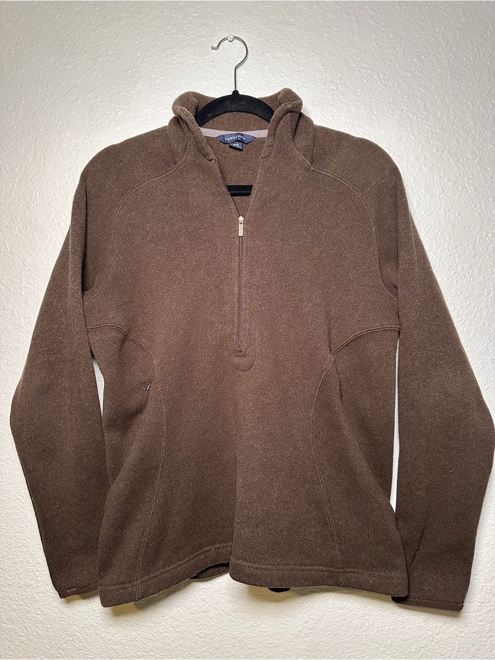 Lands' End // Womens Brown Half-Zip Fleece Pullover Hoodie - Size M
